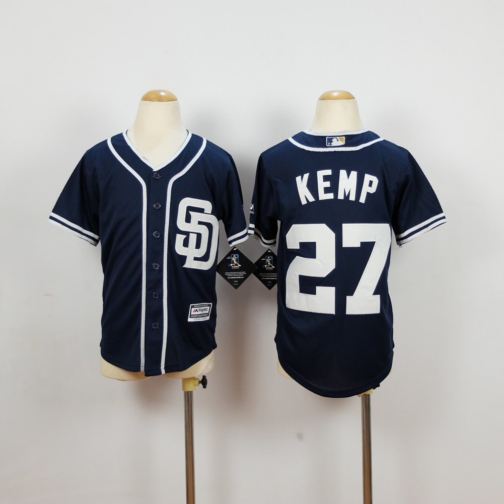 Youth San Diego Padres 27 Kemp Blue MLB Jerseys